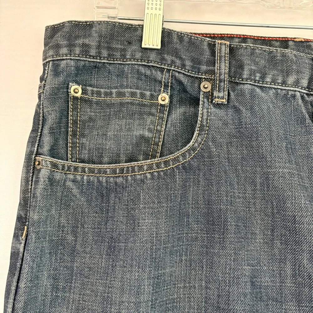 Banana Republic‎ Mens Straight Leg Button Fly Blue Jeans Dark Wash Distressed